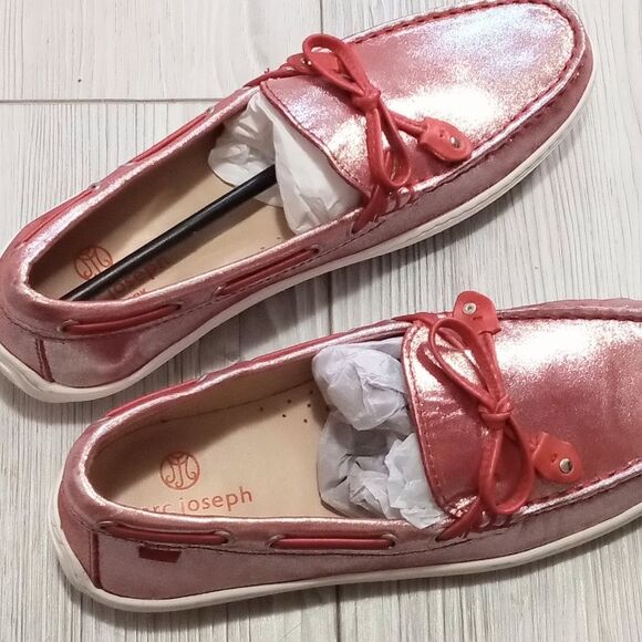 (31-0482) MARC JOSEPH slip on glimmer red leather CYPRESS HILL shoes Sz 4.5 - Picture 9 of 10